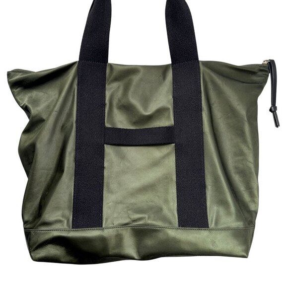 Rebecca Minkoff Totebag Olive Green Satin Overnighter Carryon - Picture 3 of 16
